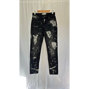 ZARA Black Bleached Splatter Distressed Denim Jeans‎ Women's Size 0